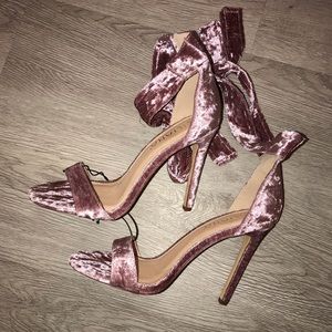 COPY - *NEW* Pink Velvet Lace-up Heels